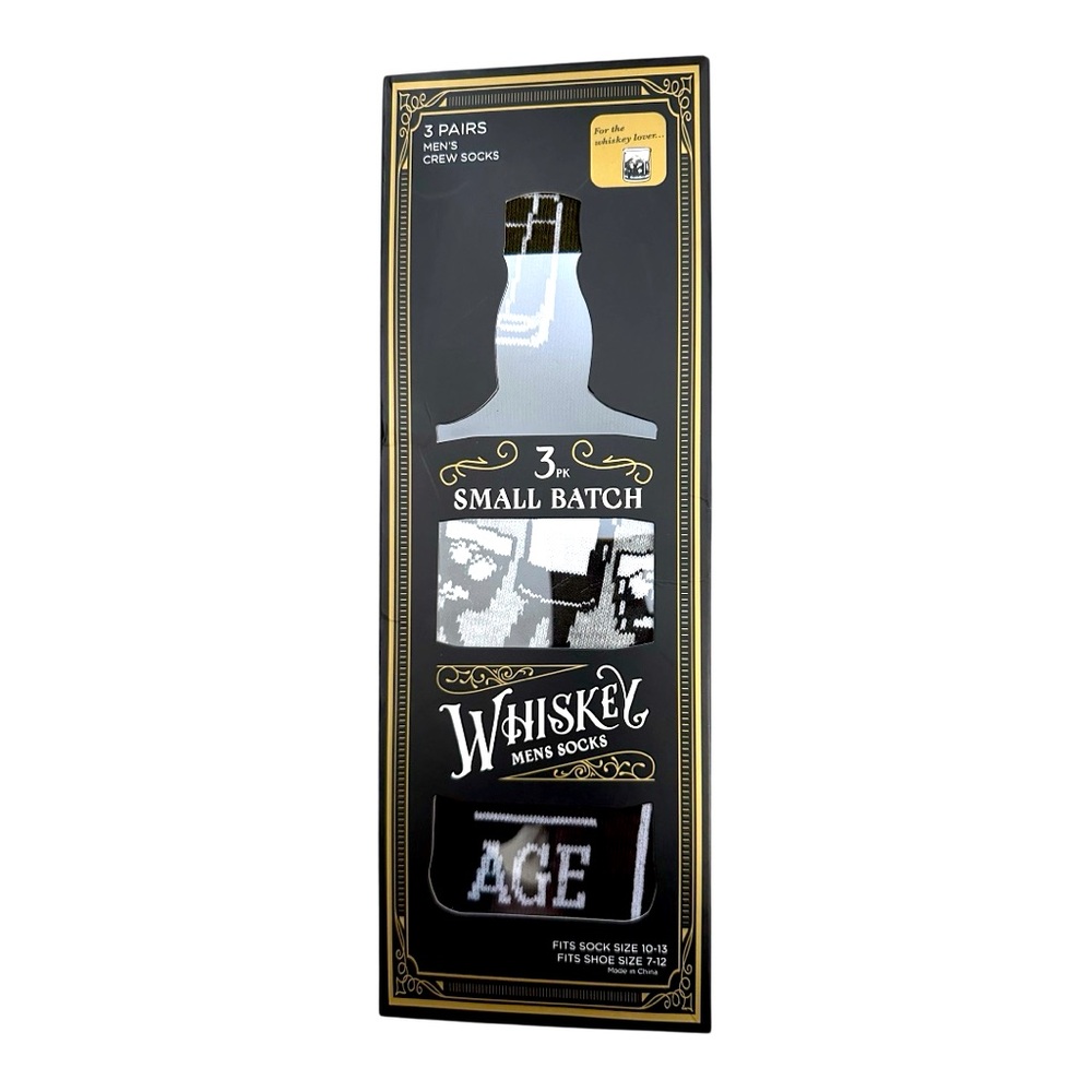 NEW 3Pairs Men’s Wiskey Crew Socks/ Shoes size:7-12,Socks size:10-13 NIB